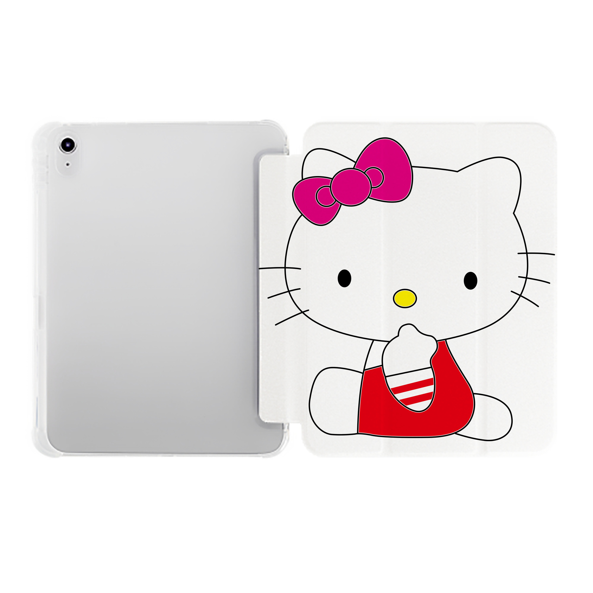 （画像用） Hello Kitty ハローキティ IPad ケース ペン収納付き 三つ折りスタンド PUレザー×シリコン 対応機種9.5/10.5/10.9インチ
